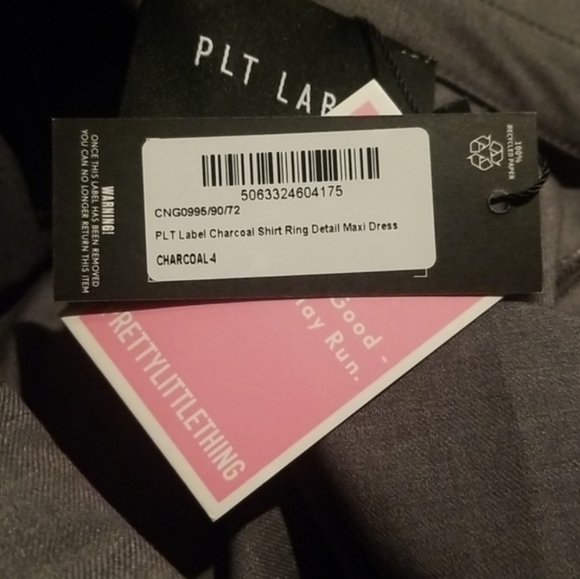 NWT Prettylittlething Label Charcoal Shirt Ring - Picture 8 of 8